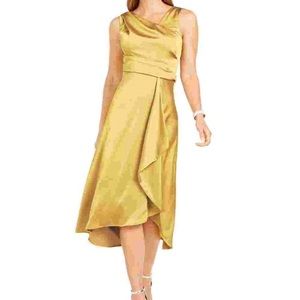 Taylor Mustard Satin Macys MIDI Party dress